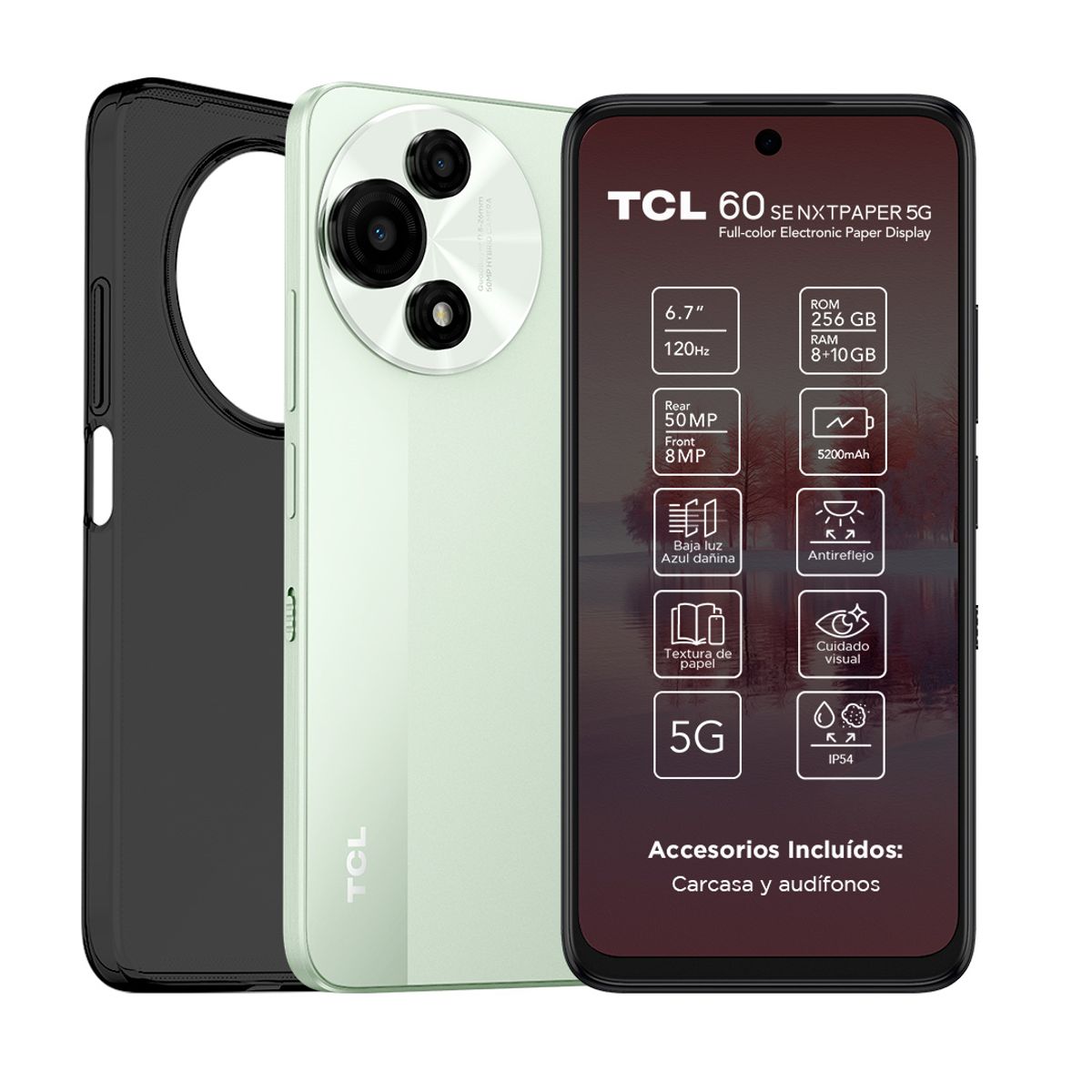 TCL - Smartphone TCL 60SE NXTPAPER 5G 256+8GB Verde Menta
