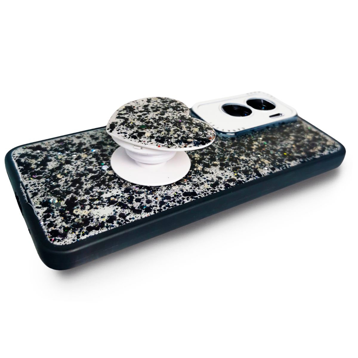 GENERICO - CARCASA PARA HONOR 90 LITE GLITTER INCLUYE POP SOCKET COLOR NEGRO