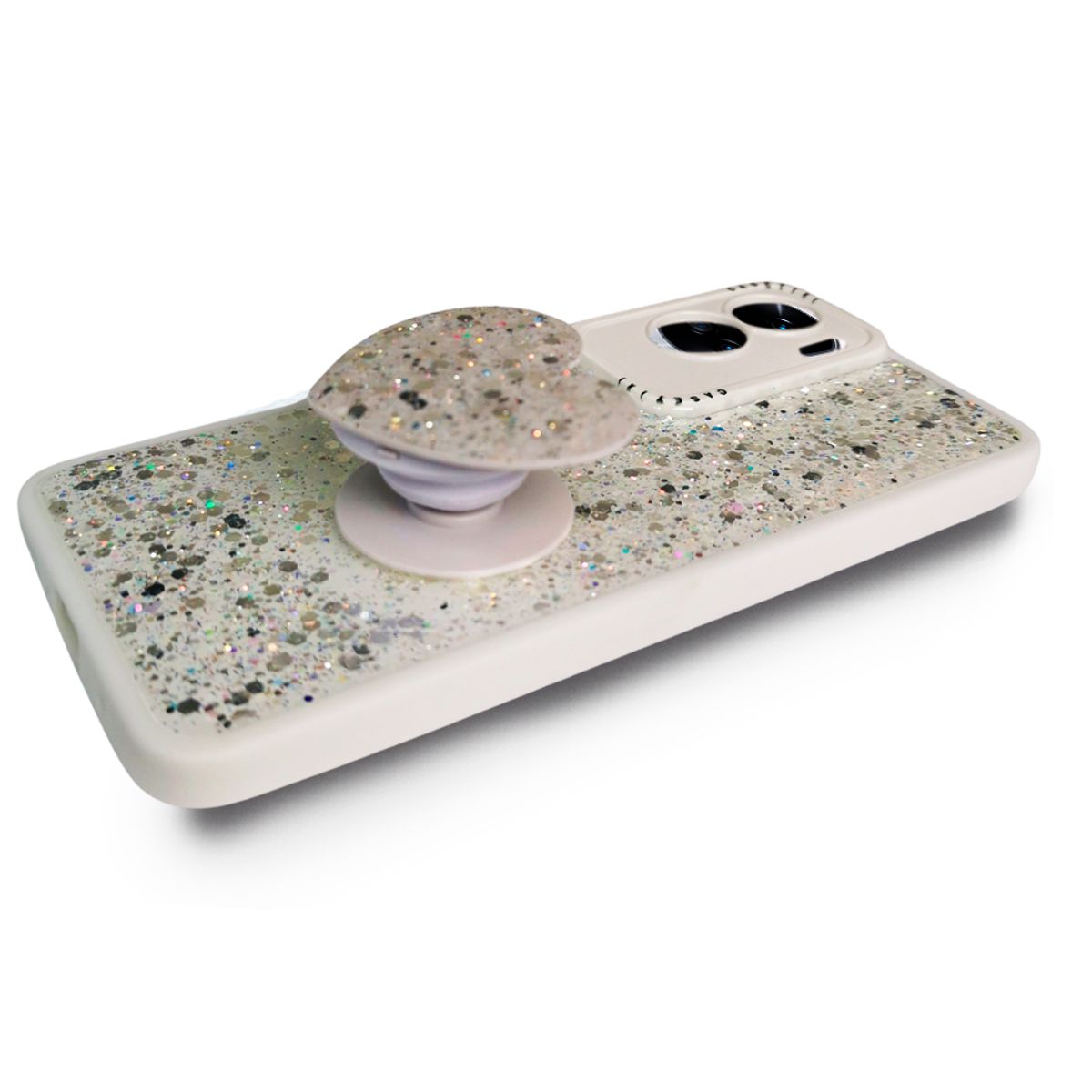 GENERICO - CARCASA PARA HONOR 90 LITE GLITTER INCLUYE POP SOCKET COLOR BLANCO