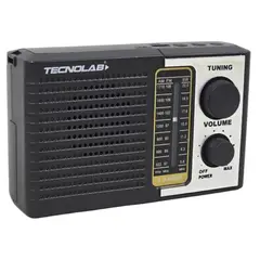 TECNOLAB - Radio Portatil Panel Solar LED USB AM FM SW Negro