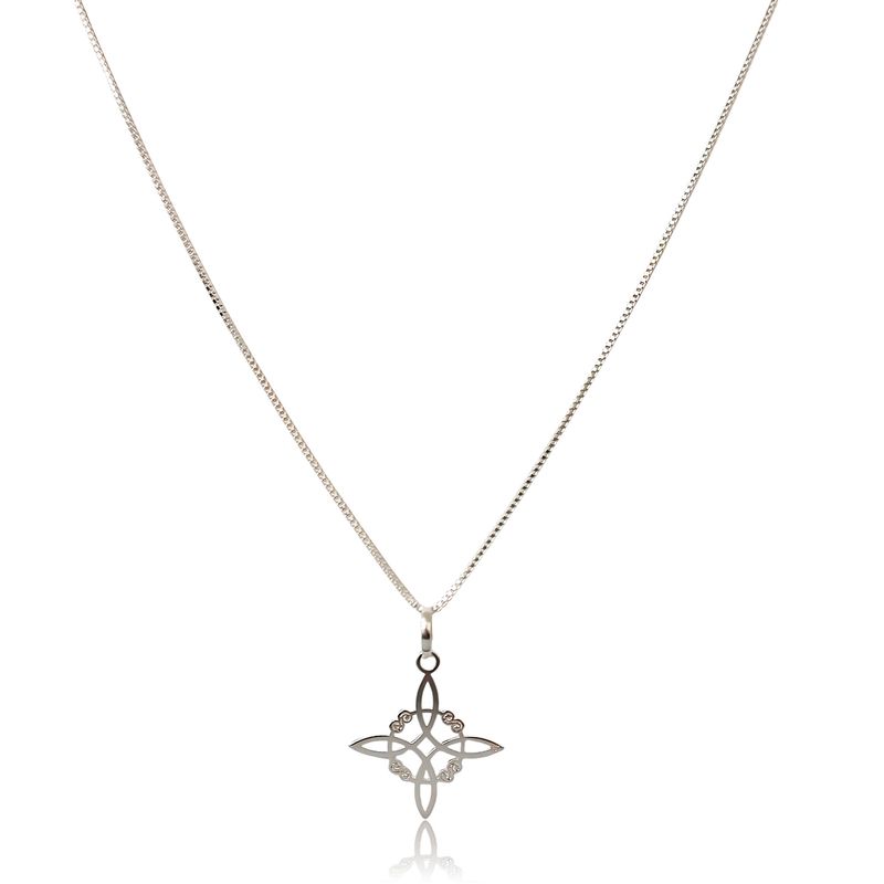 ANDREA COGGIOLA JOYAS - Collar Nudo De Brujas Calado Plata Fina 925