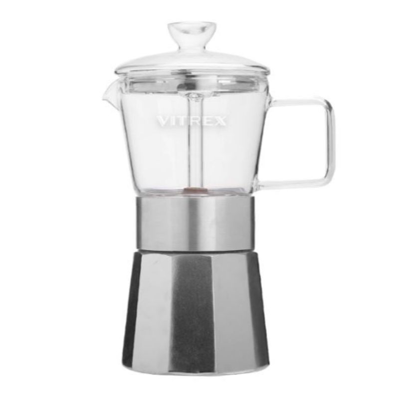 VITREX - Cafetera Italiana 6 Tazas Crystal Vitrex 240 ml