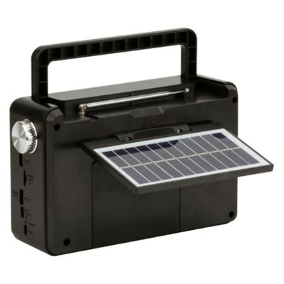 Imagen 2 del producto Radio Portatil Panel Solar LED USB SW AM FM Negro