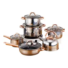 GENERICO - Batería de Cocina Línea Premium 12 Piezas – Acero Inoxidable 304