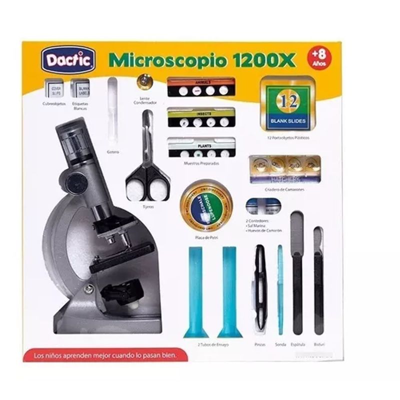 GENERICO - Microscopio 1200x con accesorios color plateado