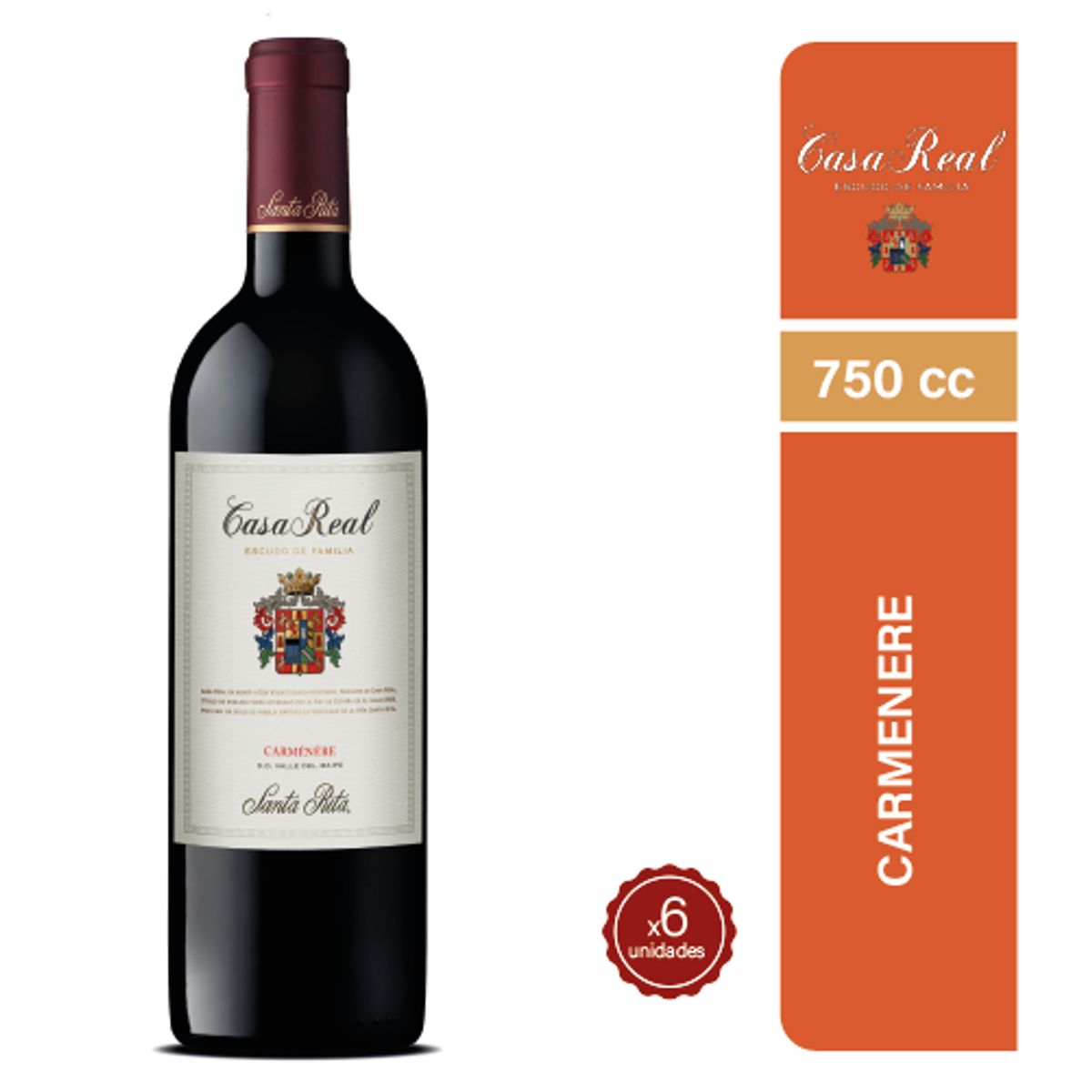 CASA REAL - Vino Escudo de Casa Real Carmenere 750cc x6