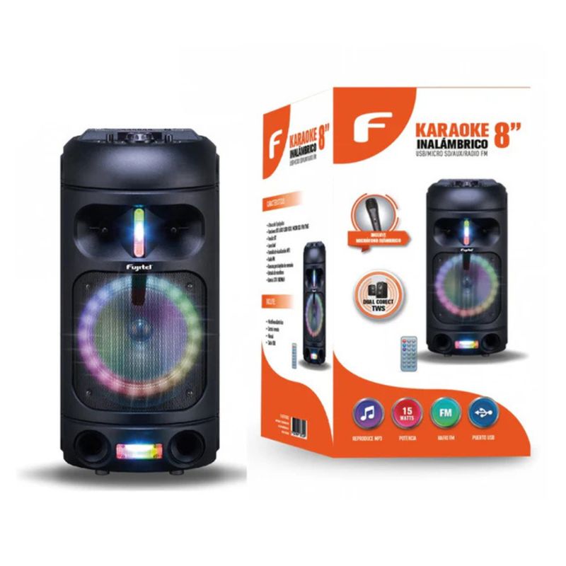 FUJITEL - PARLANTE KARAOKE INALAMBRICO FUJITEL I160FUBT0802 NEGRO