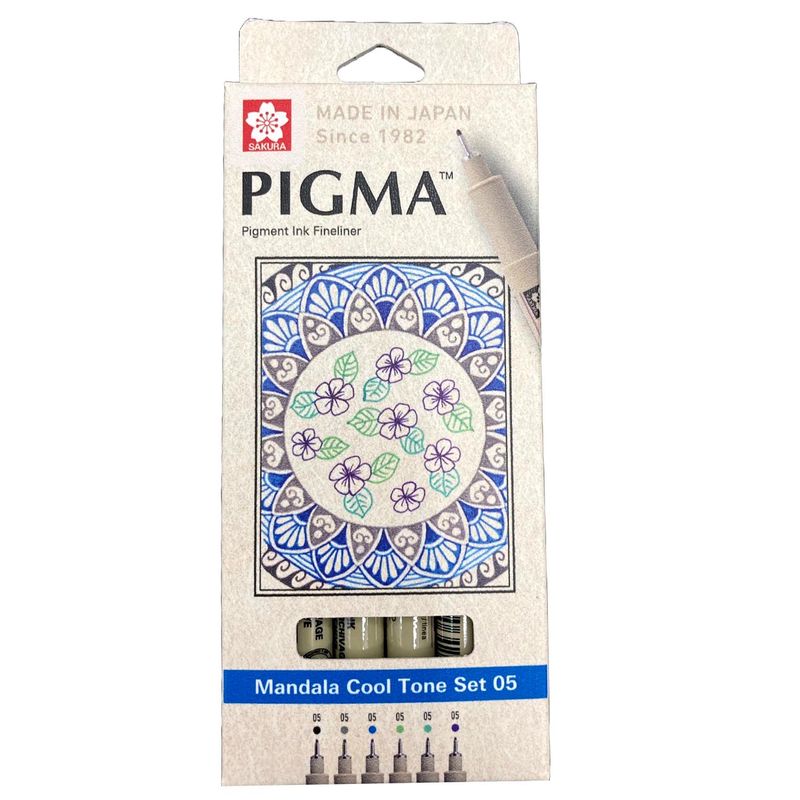 SAKURA - Set de Tiralínea Pigma Micron Sakura 0.5 Mandala 6 Col Fríos
