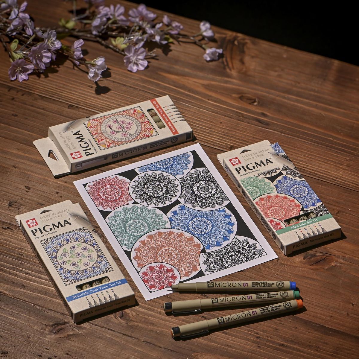 SAKURA - Set de Tiralínea Pigma Micron Sakura 0.5 Mandala 6 Col Fríos