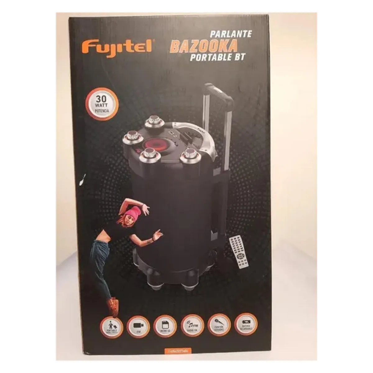 FUJITEL - Parlante Bazooka Portatil BT USB 30W Control Remoto