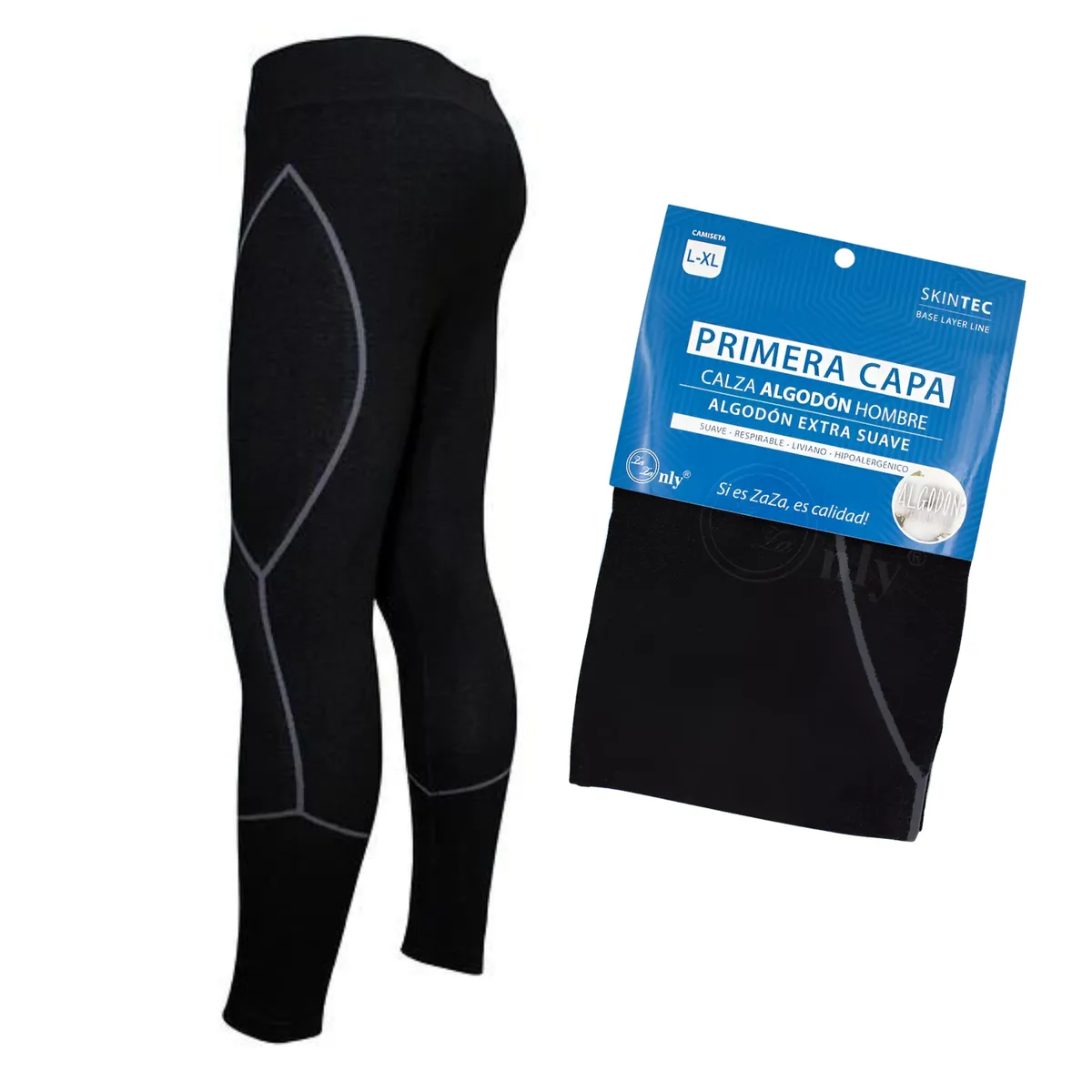 GARSIL - Calzas Pantalón Primera Capa Algodón Negro Hombre Uv+pro