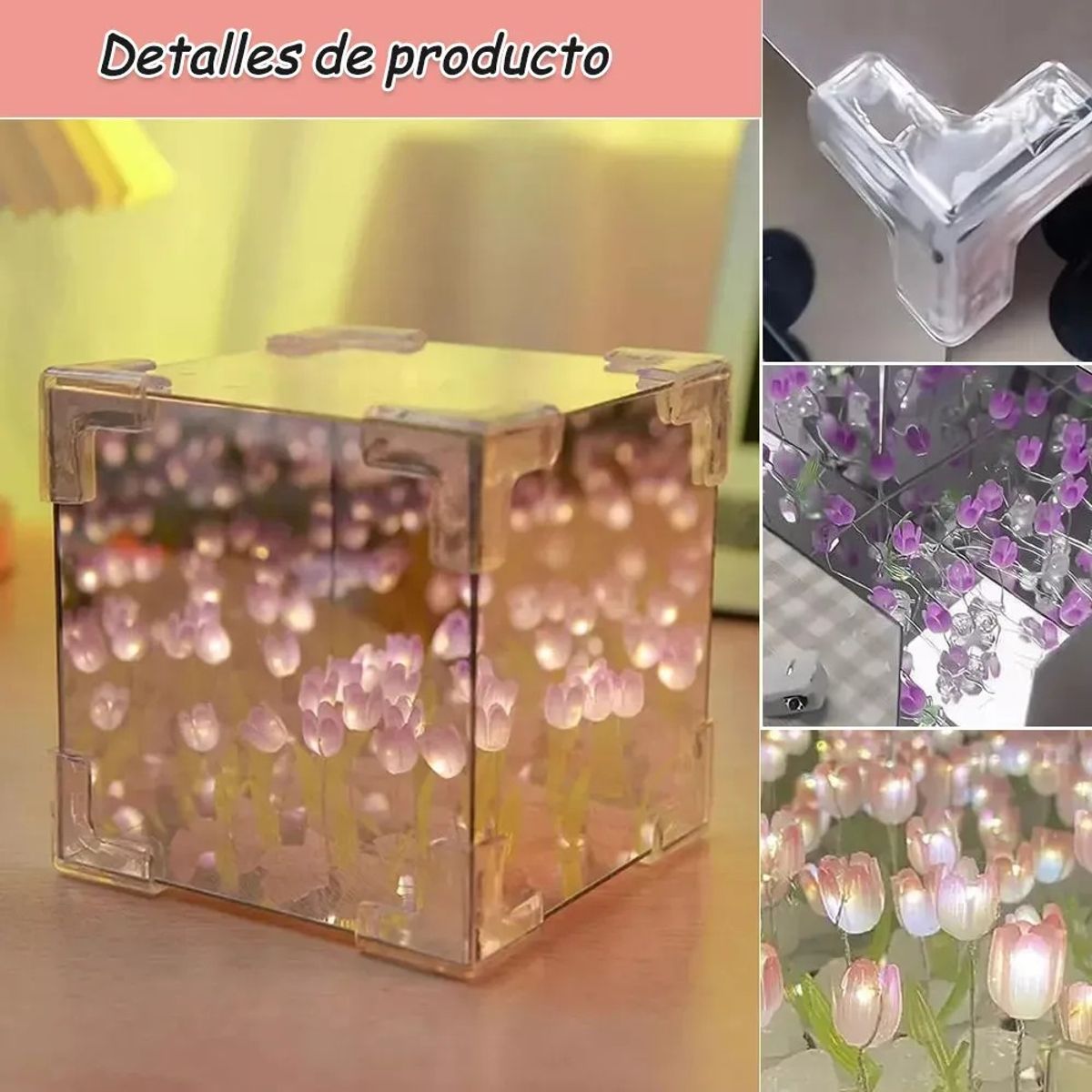GENERICO - 21 Diy Cubo De Rubik Lámpara Noche De Tulipanes Con Espejo