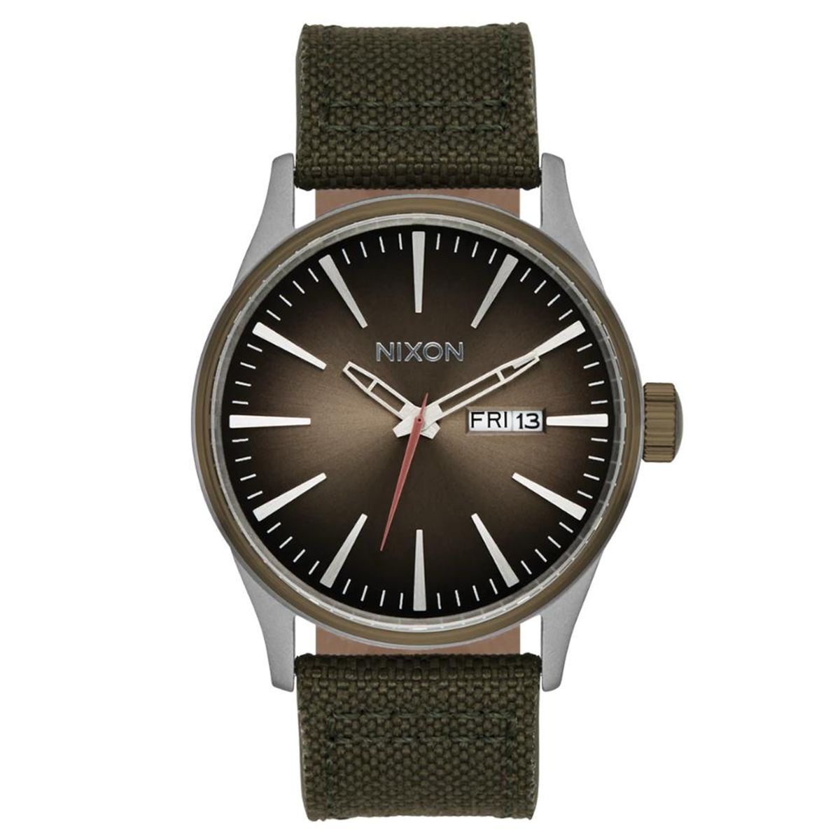 NIXON - Reloj Sentry Nylon Silver Lt Brwn Forest