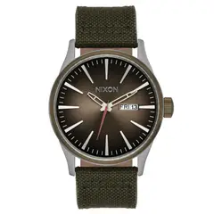 NIXON - Reloj Sentry Nylon Silver Lt Brwn Forest - Café