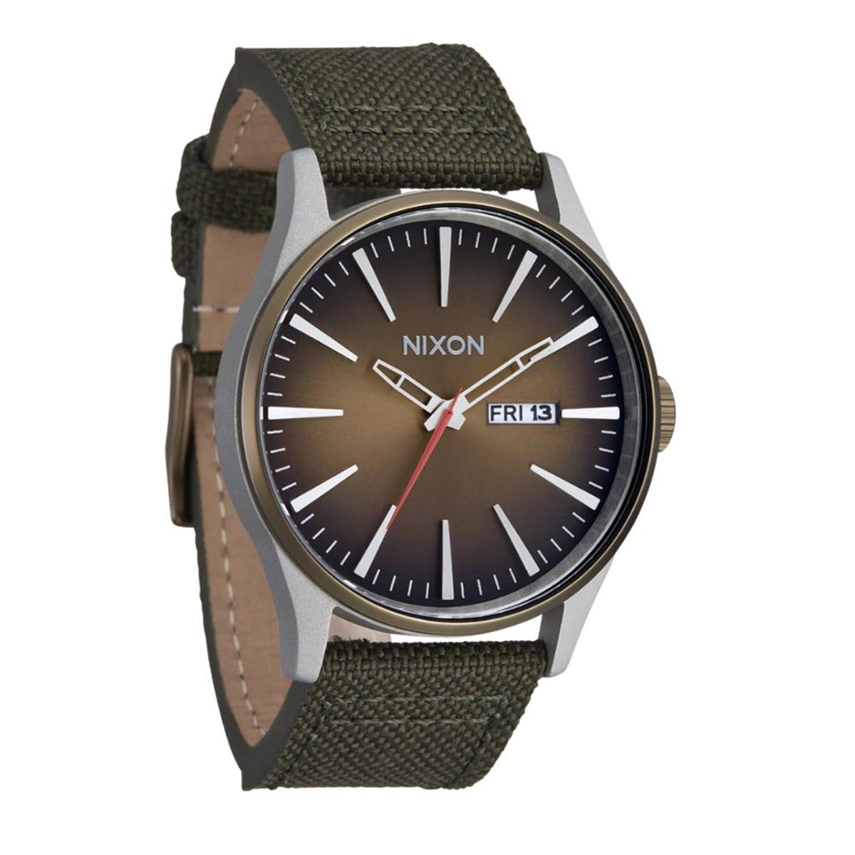 NIXON - Reloj Sentry Nylon Silver Lt Brwn Forest