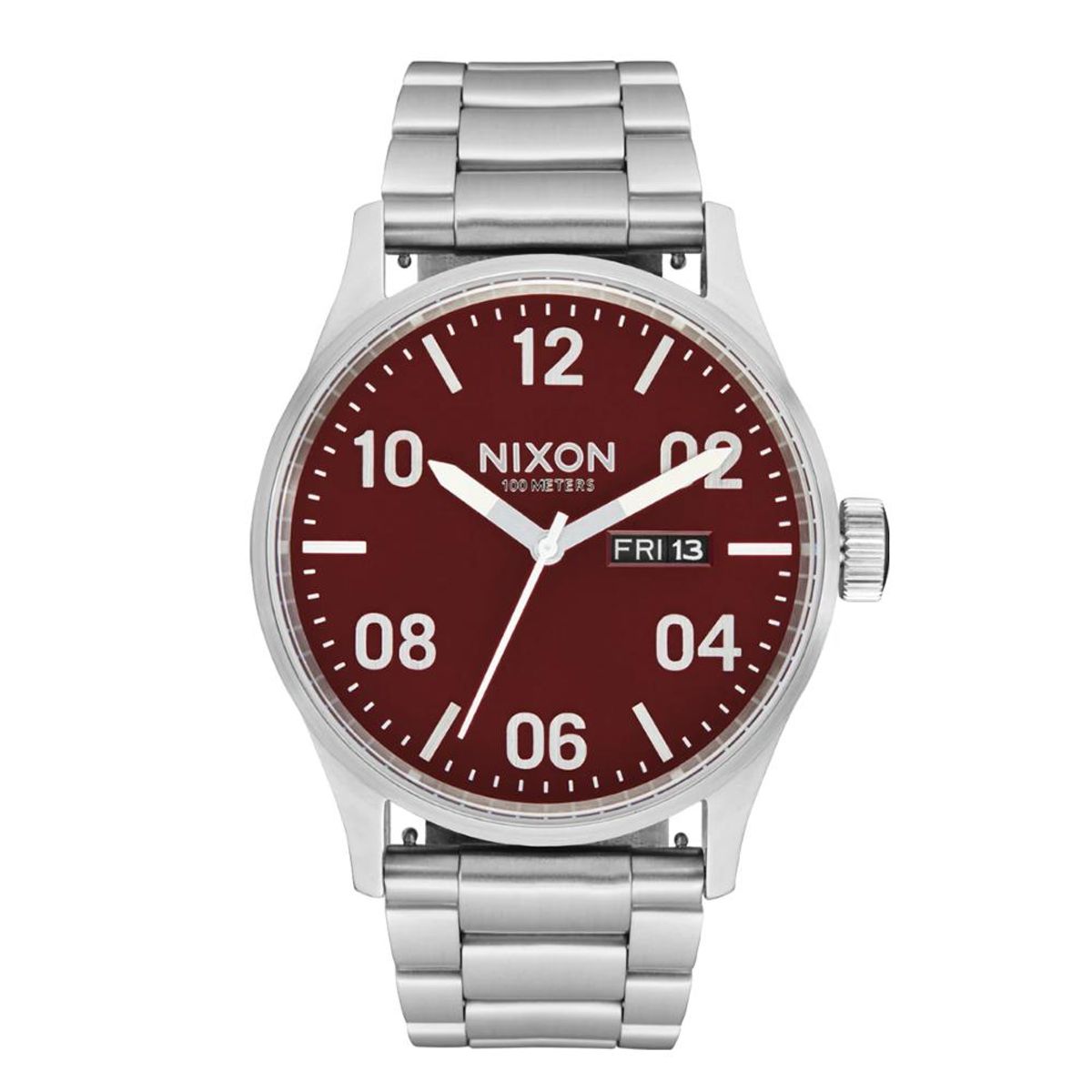 NIXON - Reloj Sentry Stainless Steel Silver Cranberry