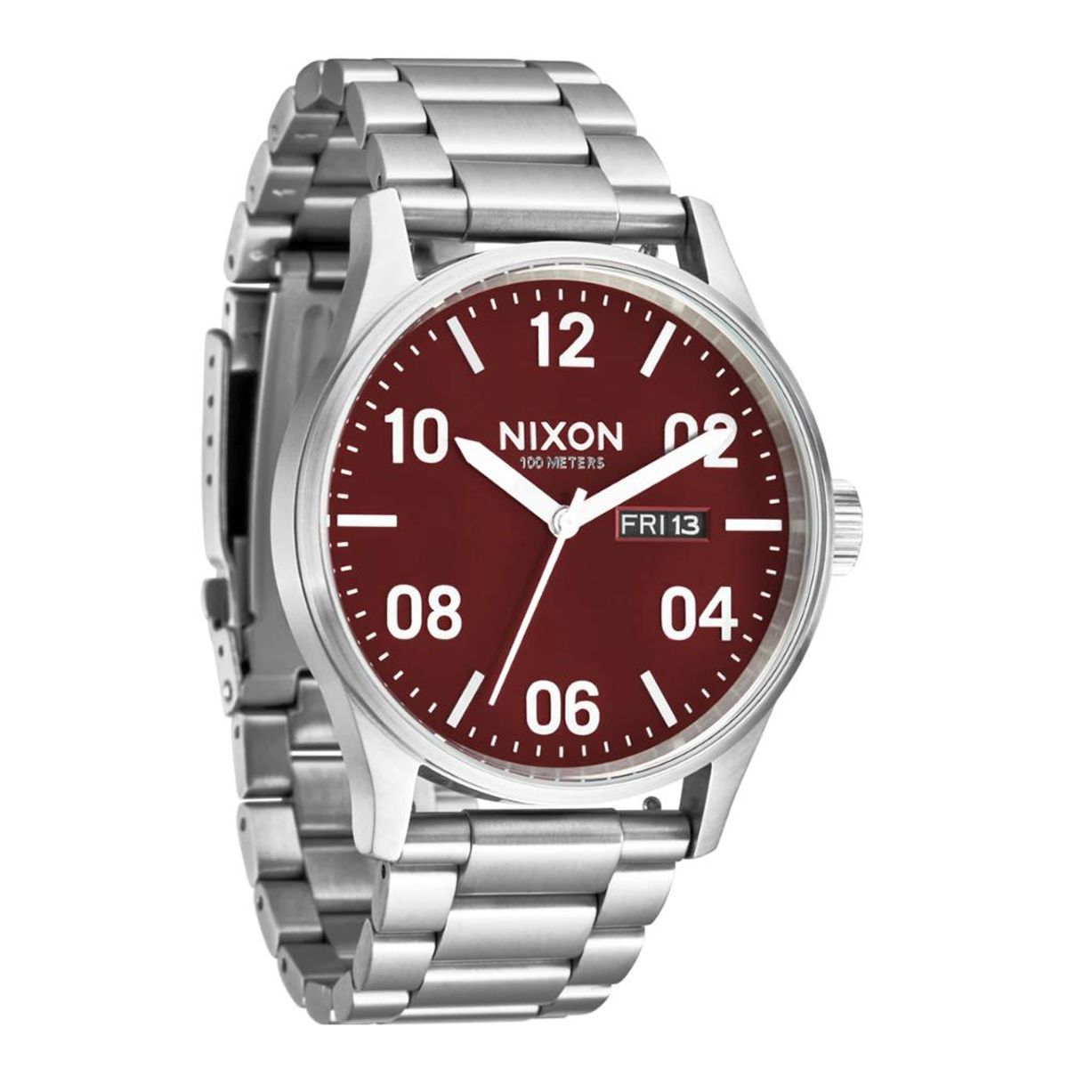 NIXON - Reloj Sentry Stainless Steel Silver Cranberry
