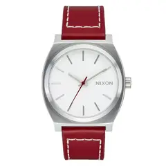 NIXON - Reloj Time Teller Leather Silver Egret Cranberry - Gris