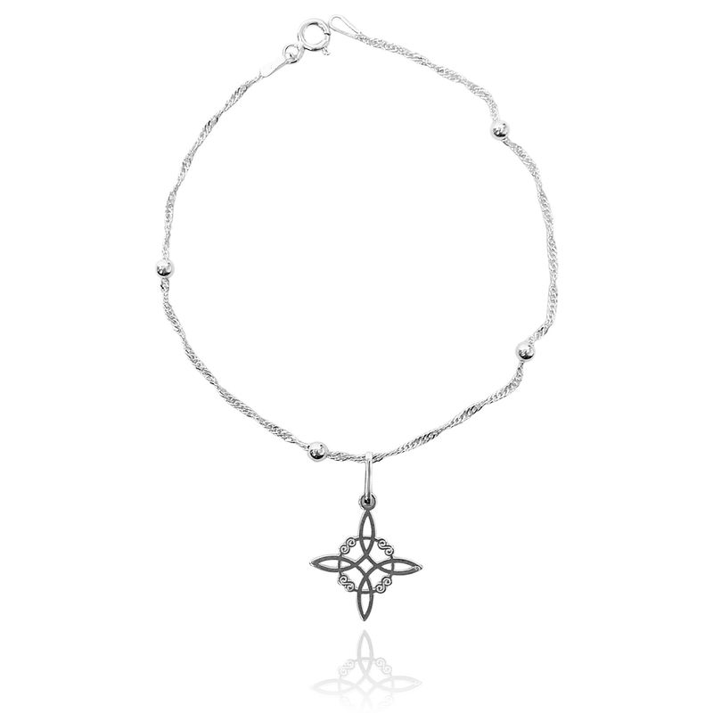 ANDREA COGGIOLA JOYAS - Pulsera Nudo De Bruja Singapur Bolitas Plata Fina 925
