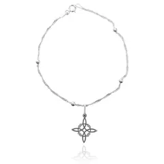 ANDREA COGGIOLA JOYAS - Pulsera Nudo De Bruja Singapur Bolitas Plata Fina 925