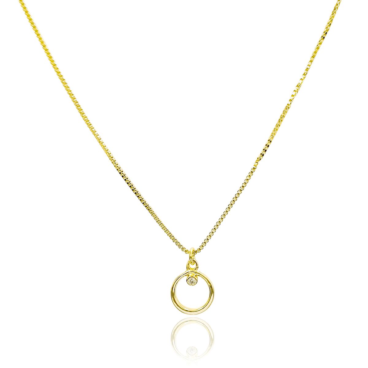 COGGIOLA - Collar Círculo Circón Enchapado Oro 18K