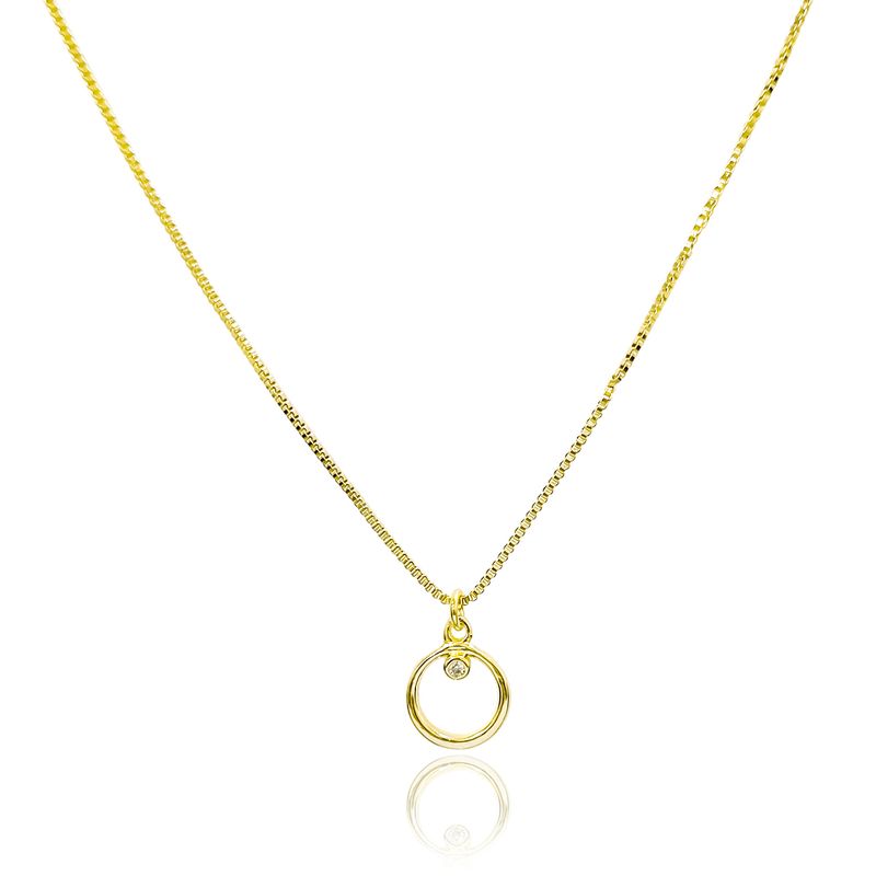 ANDREA COGGIOLA JOYAS - Collar Círculo Circón Enchapado Oro 18K