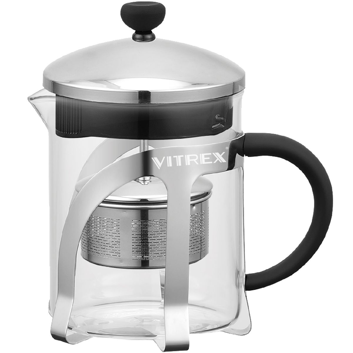 VITREX - Tetera Embolo de vidrio con filtro 600 ml Indi Vitrex