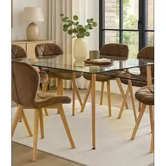 HABITA2 CHILE - COMEDOR CHARLES TERCIOPELO 140 CM - 4 PUESTO CHOCOLATE…
