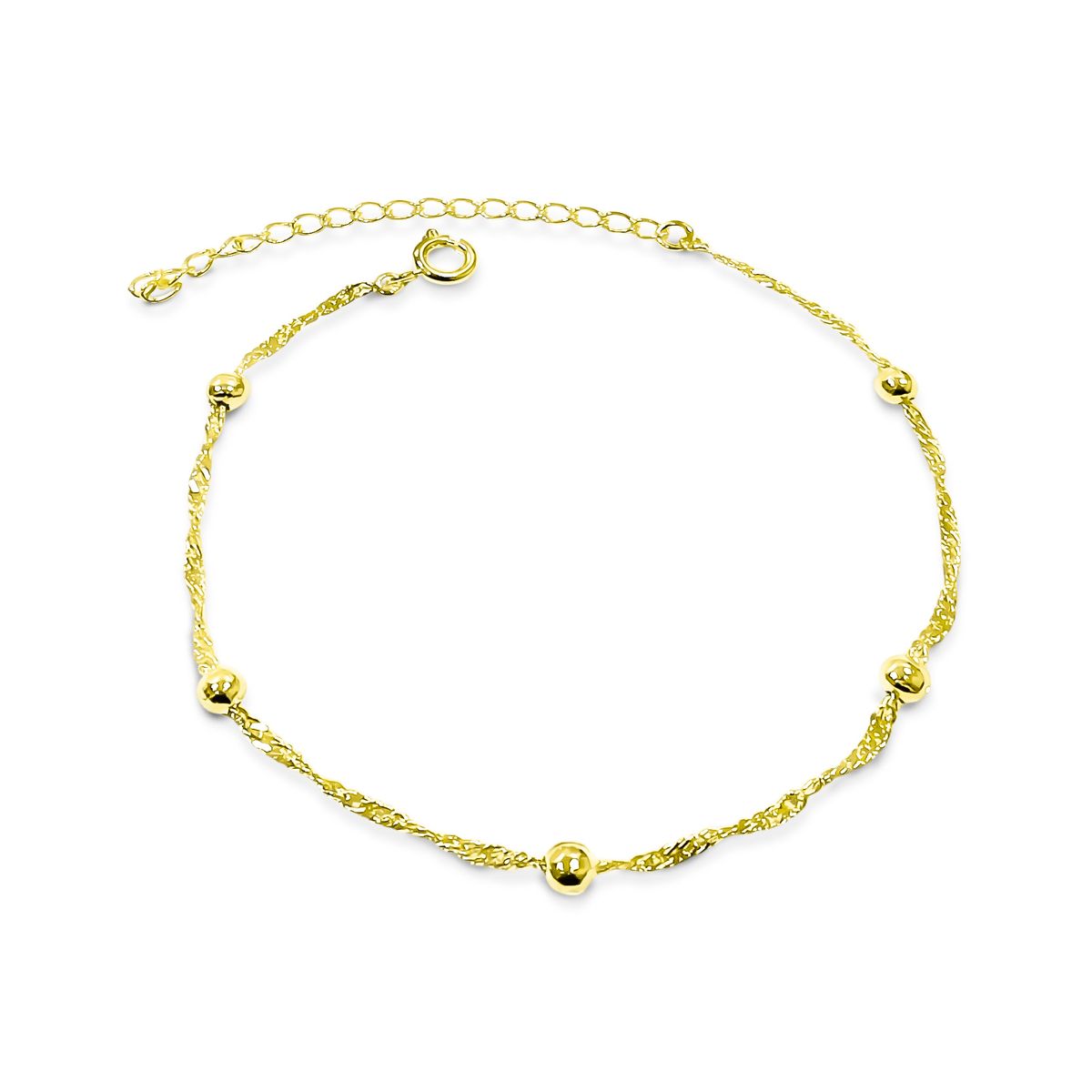 COGGIOLA - Pulsera Bolitas Singapur Enchapado Oro 18K