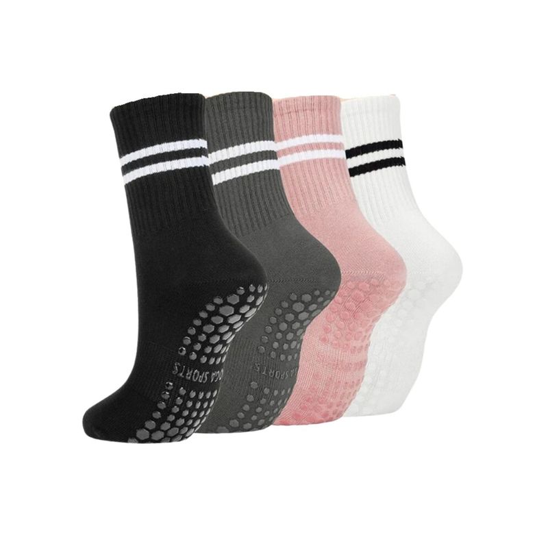 GENERICO - Calcetines Antideslizantes Algodon Yoga Fitness Set 4 Pares