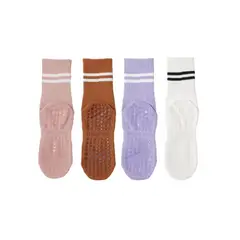 GENERICO - Calcetines Antideslizantes Algodon Yoga Fitness Set 4 Pares