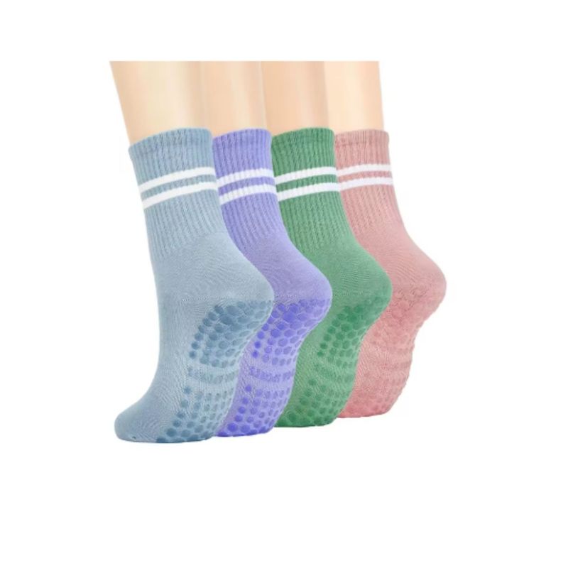 GENERICO - Calcetines Antideslizantes Algodon Yoga Fitness Set 4 Pares