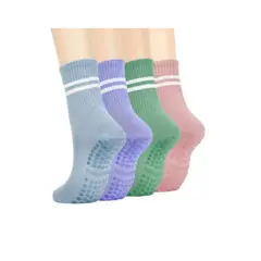 GENERICO - Calcetines Antideslizantes Algodon Yoga Fitness Set 4 Pares