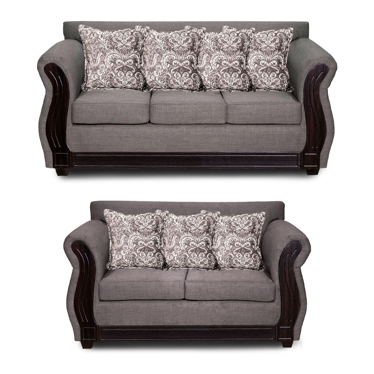 ADONIS LEUDH - Living 3+2 Caburgua Tela Lisa Gris Medio