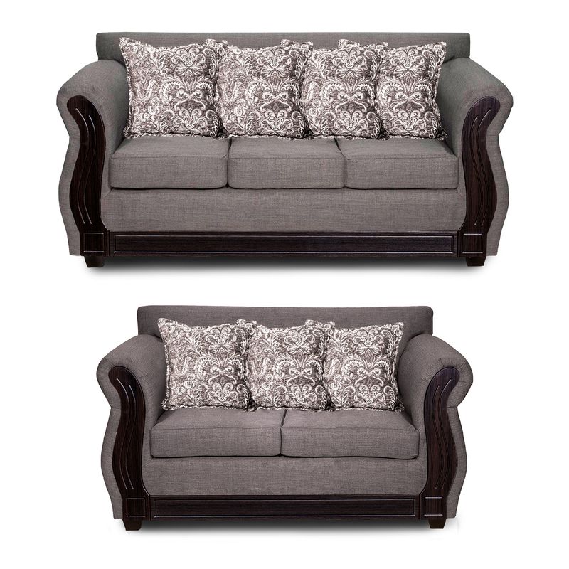 ADONIS LEUDH - Living 3+2 Caburgua Tela Lisa Gris Medio
