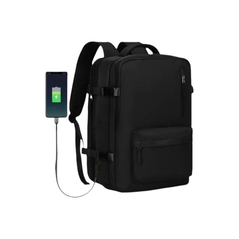GENERICO - MOCHILA DE VIAJE IMPERMEABLE EXPANDIBLE NEGROGRISAZUL