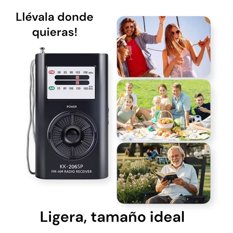 GENERICO - Mini Radio Portatil Bolsillo Am Fm A Pilas Color Blanco