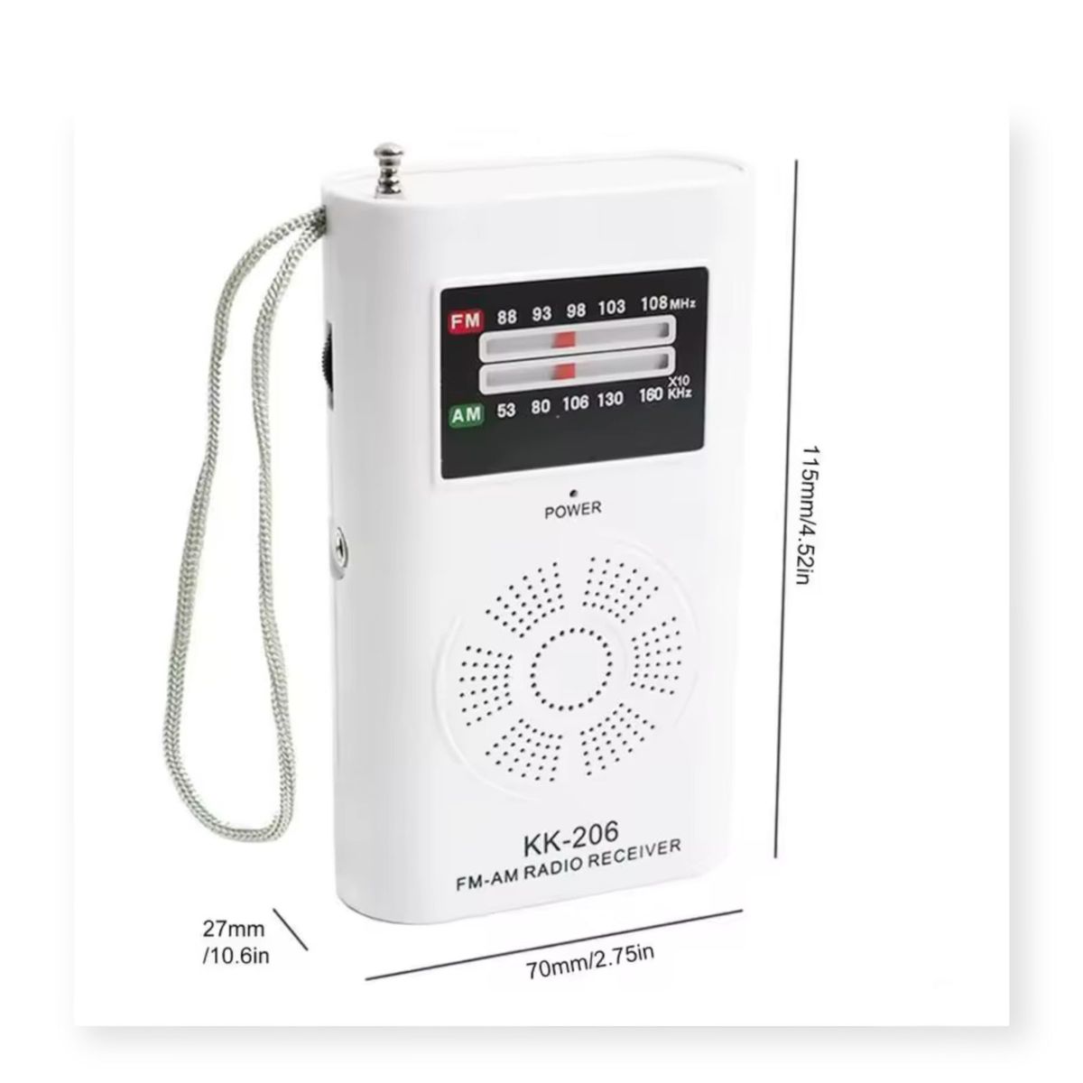 GENERICO - Mini Radio Portatil Bolsillo Am Fm A Pilas Color Blanco