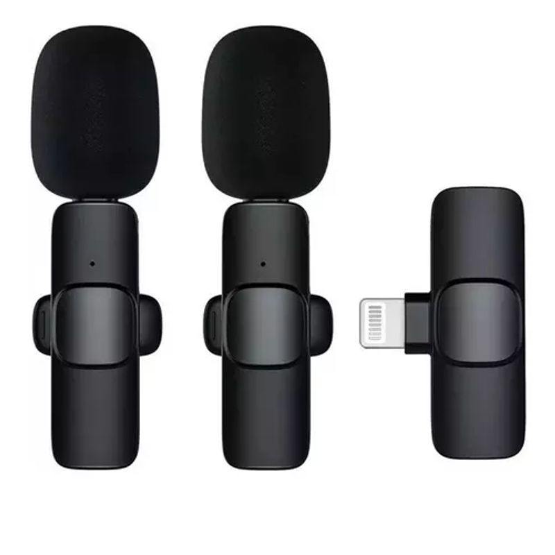 GENERICO - 2 micrófonos Lavalier solapa inalámbricos compatibles con iPhone y celulares K9 negro