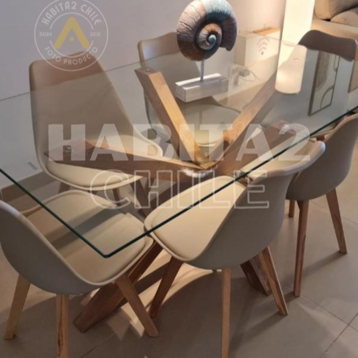 HABITA2 CHILE - COMEDOR TULIP WARM 140X80- 6 PUESTO BEIGE
