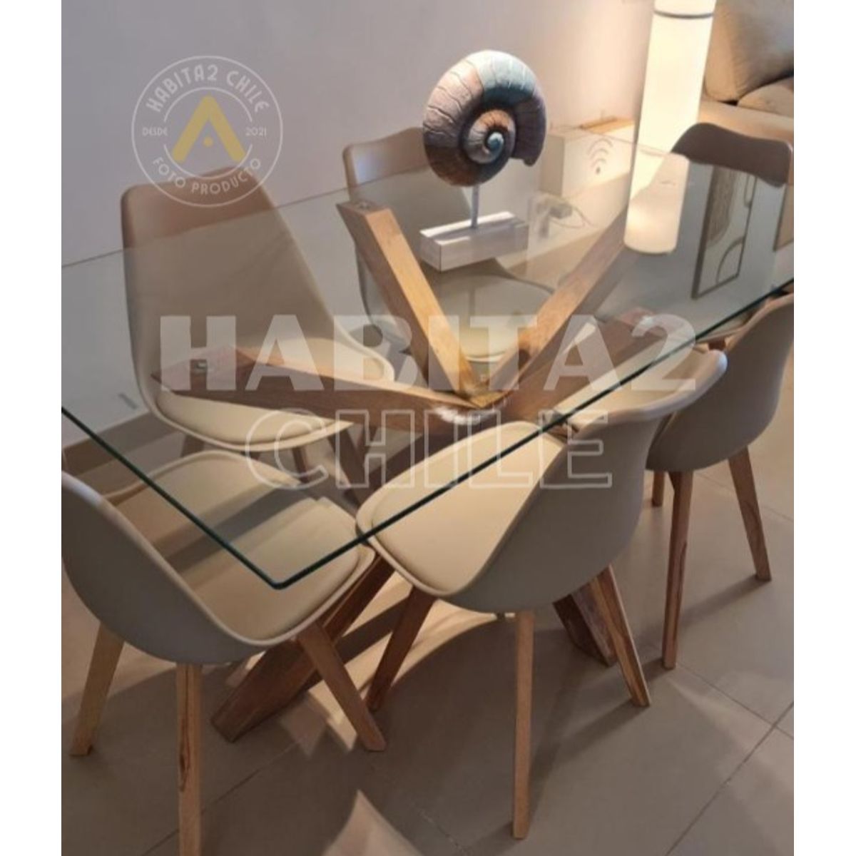 HABITA2 CHILE - COMEDOR TULIP WARM 140X80- 6 PUESTO BEIGE