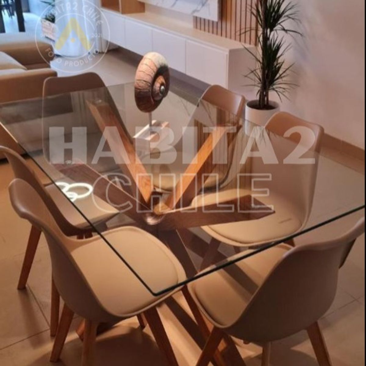 HABITA2 CHILE - COMEDOR TULIP WARM 140X80- 6 PUESTO BEIGE