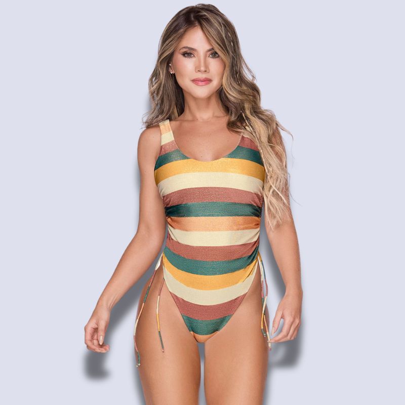 CHAMELA - Traje de Baño Rayas Eco Control de Abdomen 44805