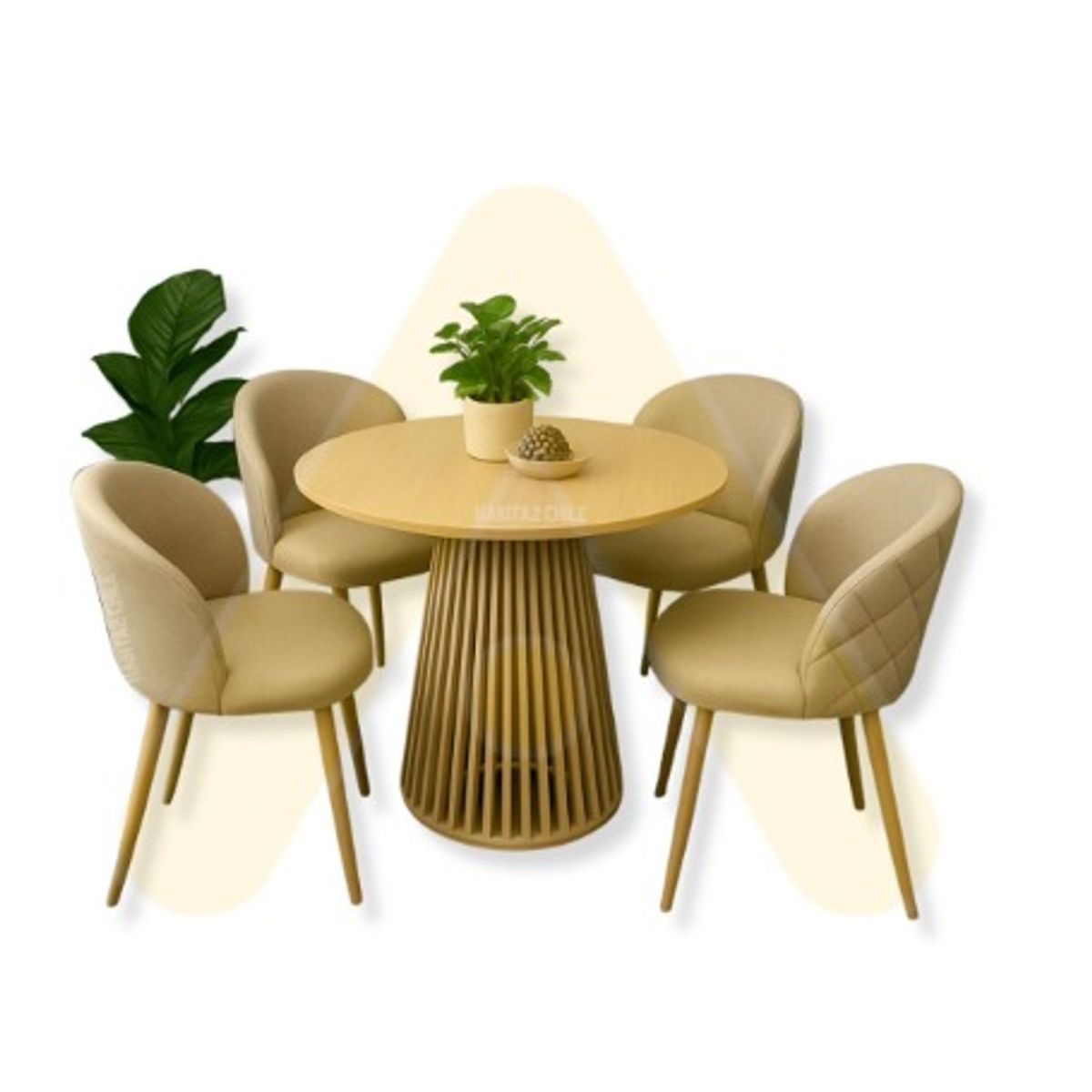 GENERICO - COMEDOR BOHO NORDIC 90 CM - 4 PUESTO LINO BEIGE…