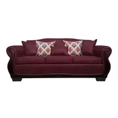 AMERICA DECORA - Sofá Con Resorte Estructural 4 Cuerpos Grand Santi Envejecido Burdeo