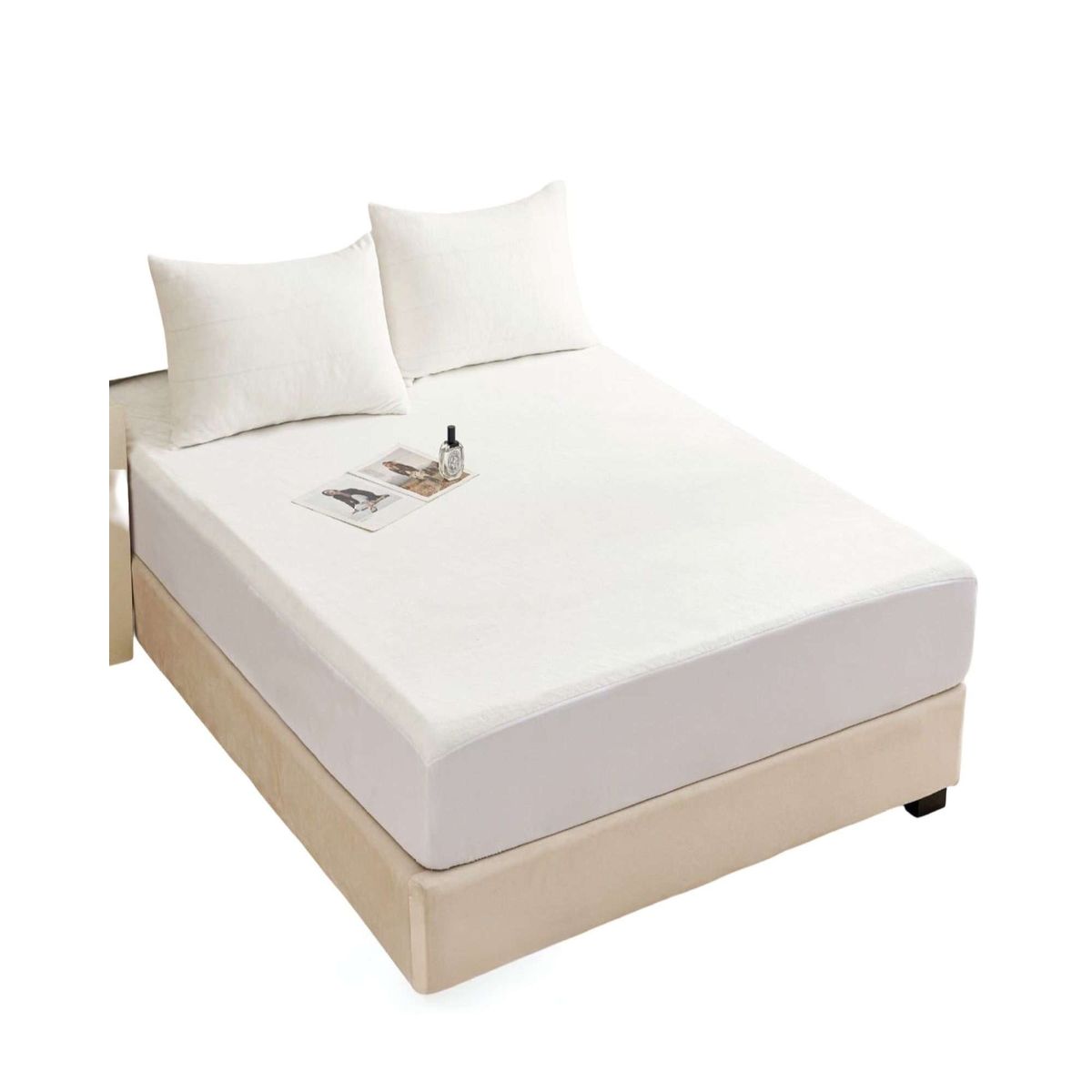GENERICO - Cubre Colchon Protector Impermeable Plush - Blanco - 2 plazas