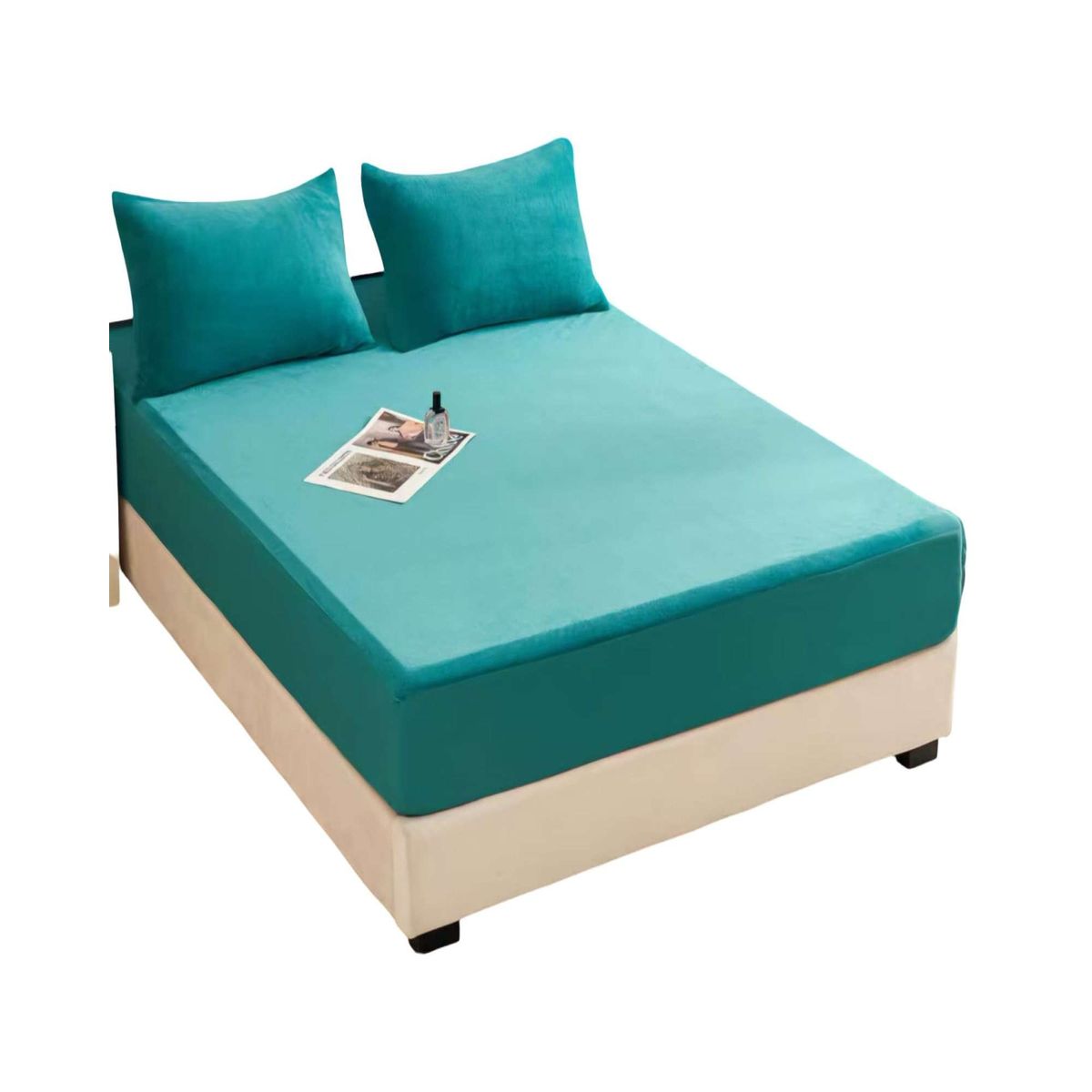 GENERICO - Cubre Colchon Protector Impermeable Plush - Turquesa - king plazas