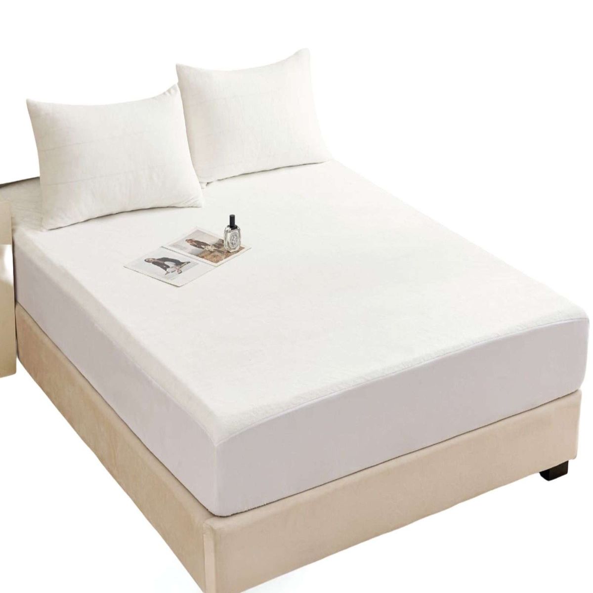 GENERICO - Cubre Colchon Protector Impermeable Plush - Blanco - SUPER KING