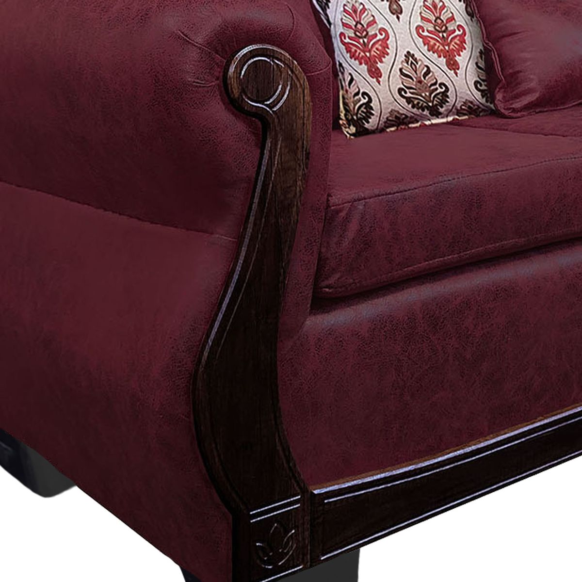 AMERICA DECORA - Living Con Resorte Estructural 5 Cuerpos 3+1+1 Grand Santi Envejecido Burdeo