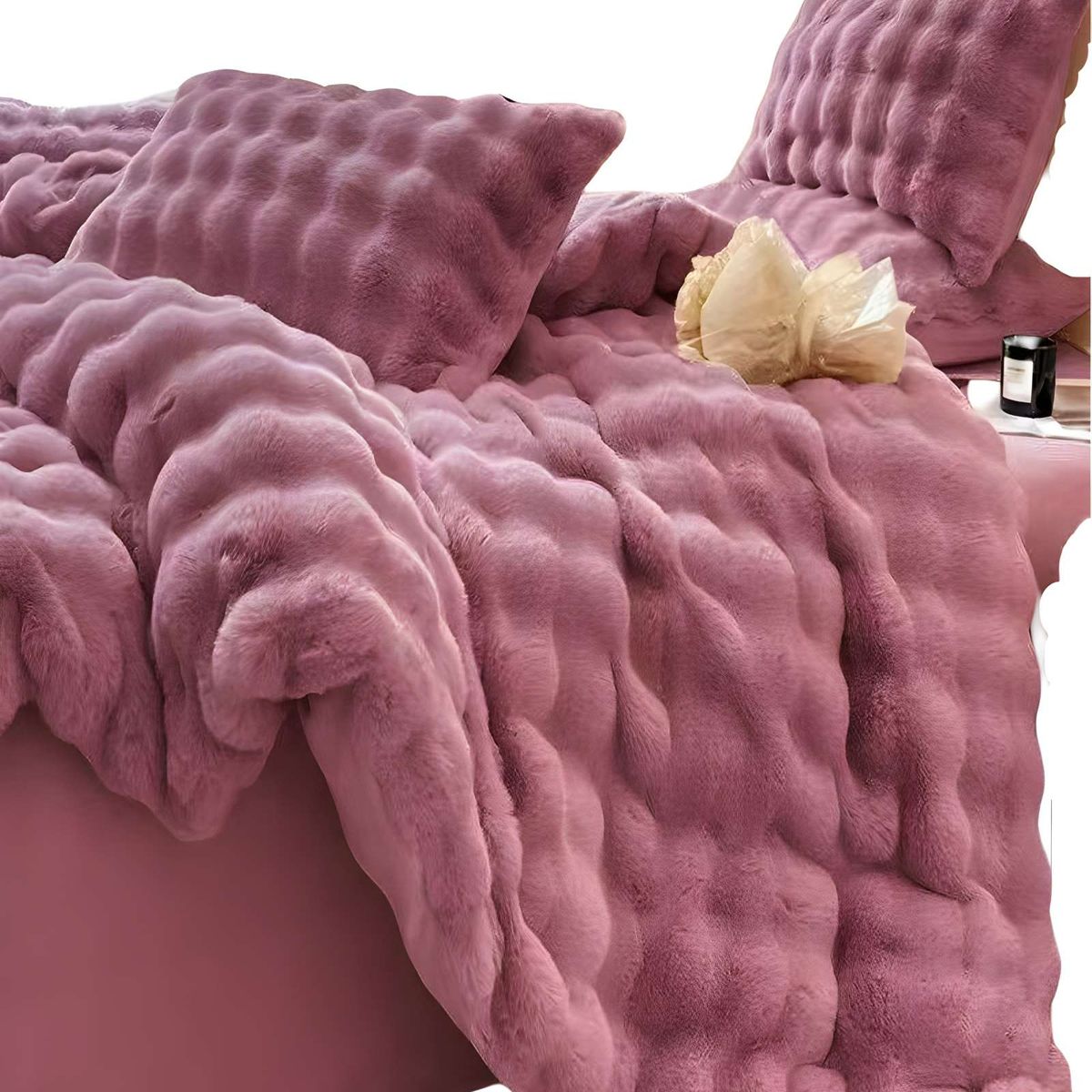 GENERICO - COBERTOR IMITACION DE PIEL DE CONEJO CON CHIPORRO VIOLETA
